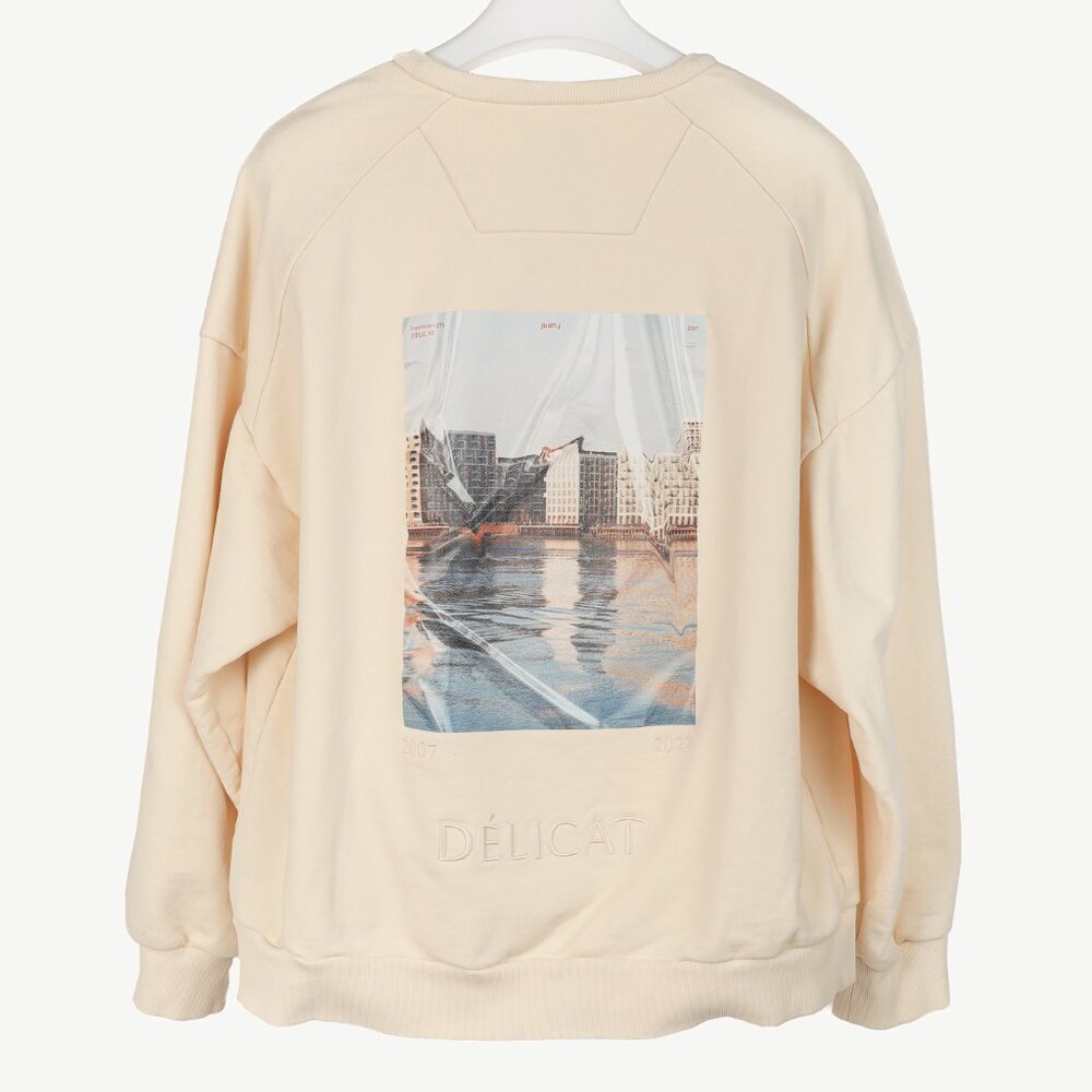 JUUN.J Cream Cotton French-Terry Graphic Crewneck Sweatshirt